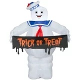 LICENSE 60 Inch Ghostbusters Stay Puft with Trick or Treat Sign for Halloween by Airblown Inflatables