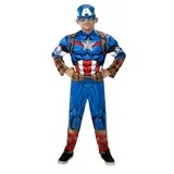 The Avengers Marvel's Captain America - Poly Jersey Youth Costume Size S with Printed Design and 3D Mask. Ages 8 Plus