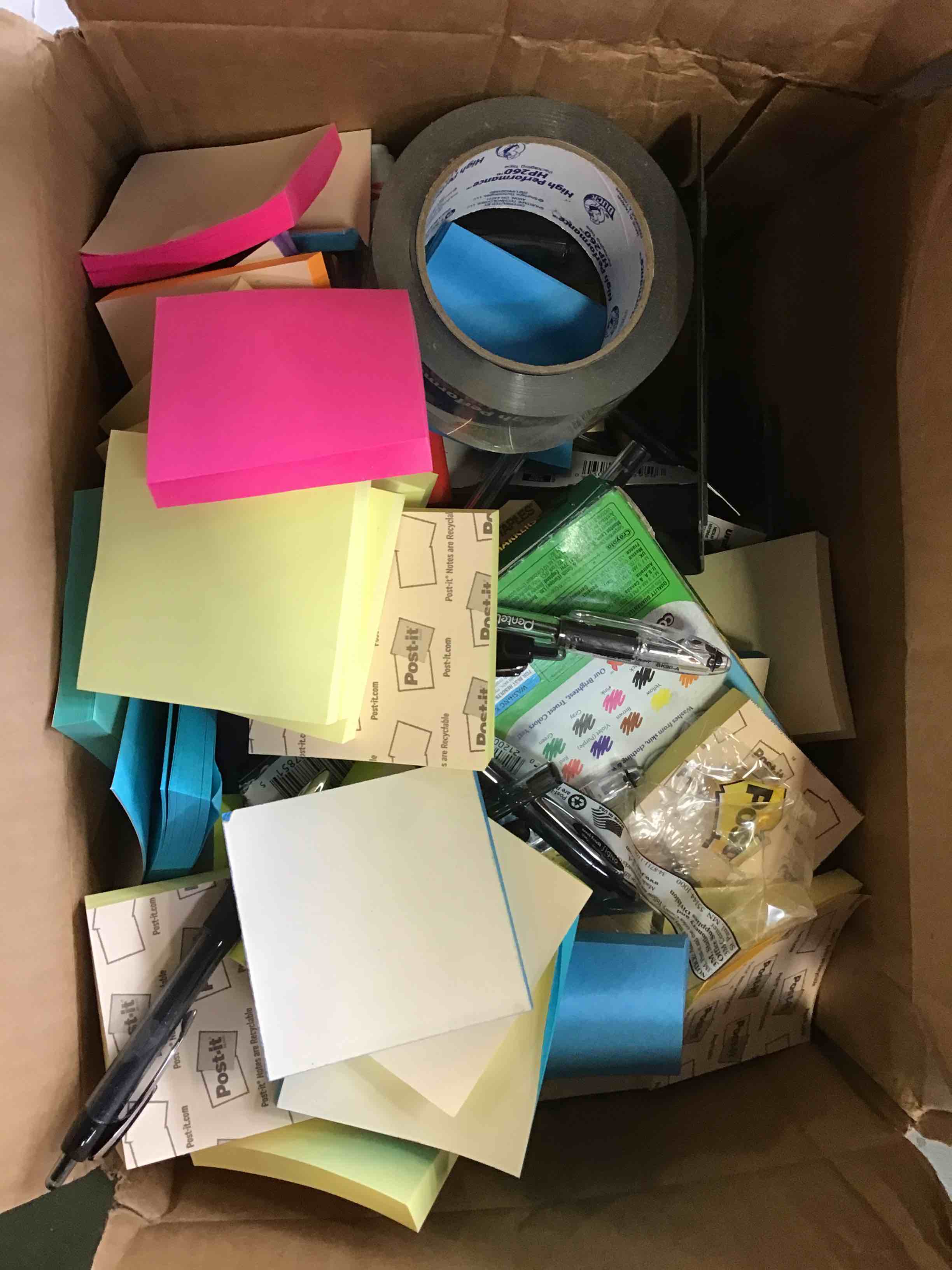 Assorted of office included, paper pencil, marker, tape, and more