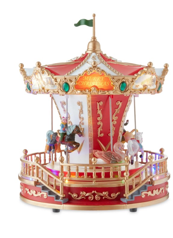 Holiday Time Christmas Village Carousel with LED Lights & Animation, 11"