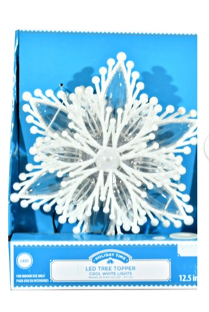 Holiday Time 12.5 inch Cool White LED Silver Snowflake Tree Topper