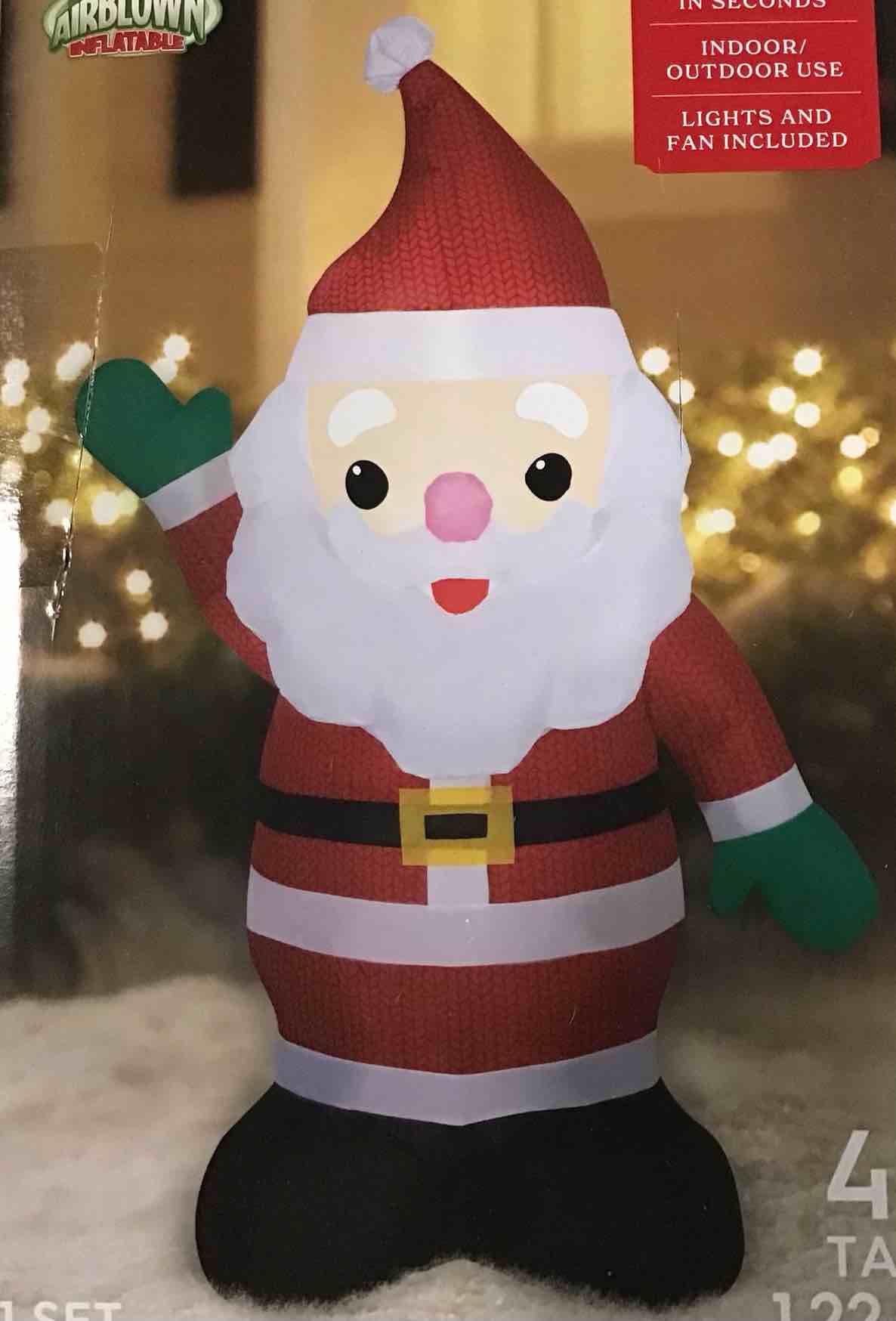 Holiday Time Yard Inflatables Santa, 4 ft