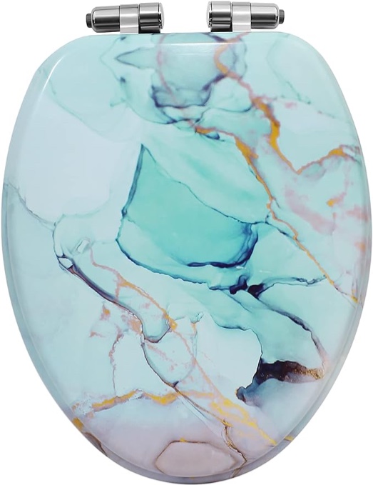 EMMTEEY Marble Toilet Seat Slow Close Teal Green Elongated Toilet Seat with Seat Soft Close Toilet Seat Elongated Visit the EMMTEEY Store