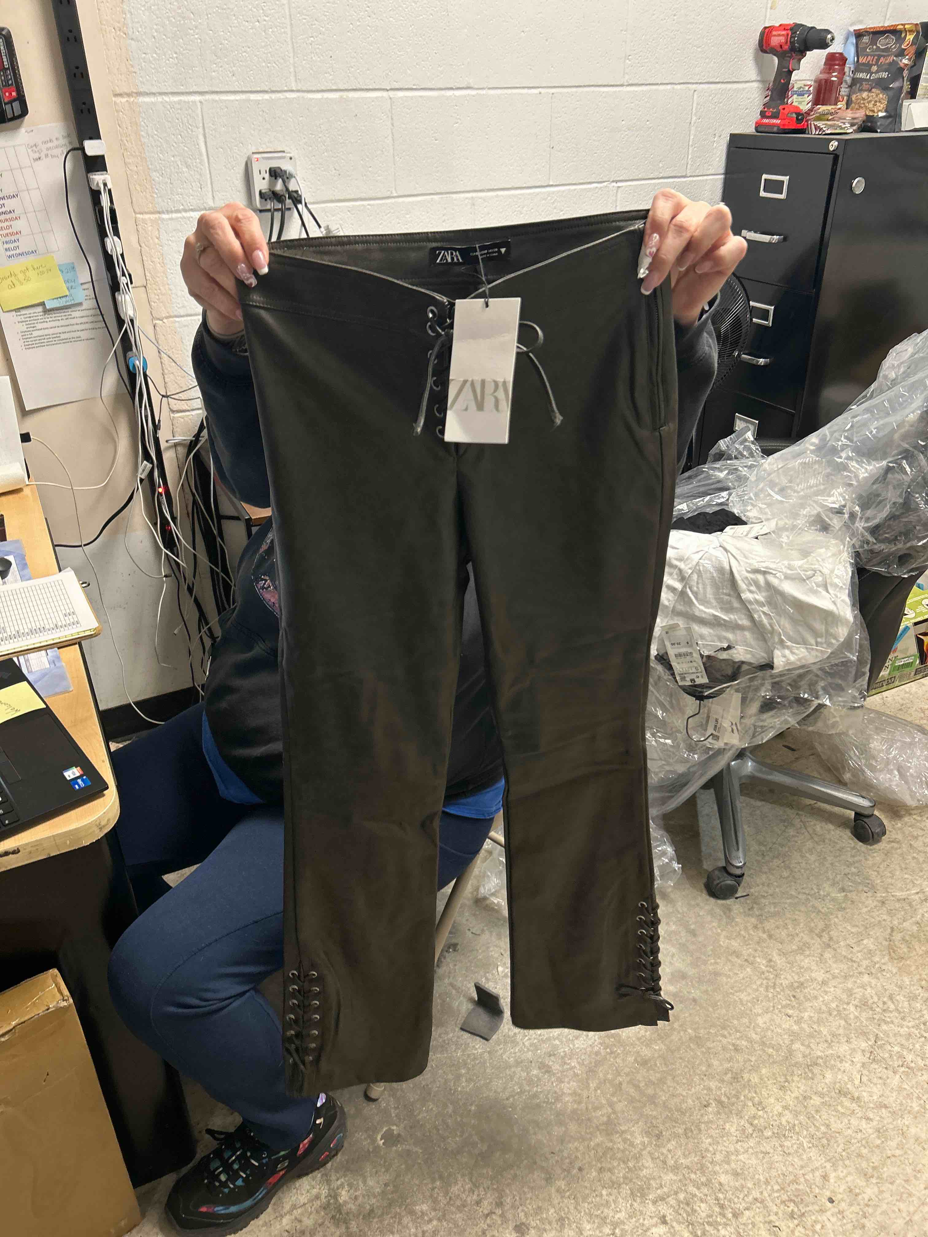 Zara Faux leather laced pants