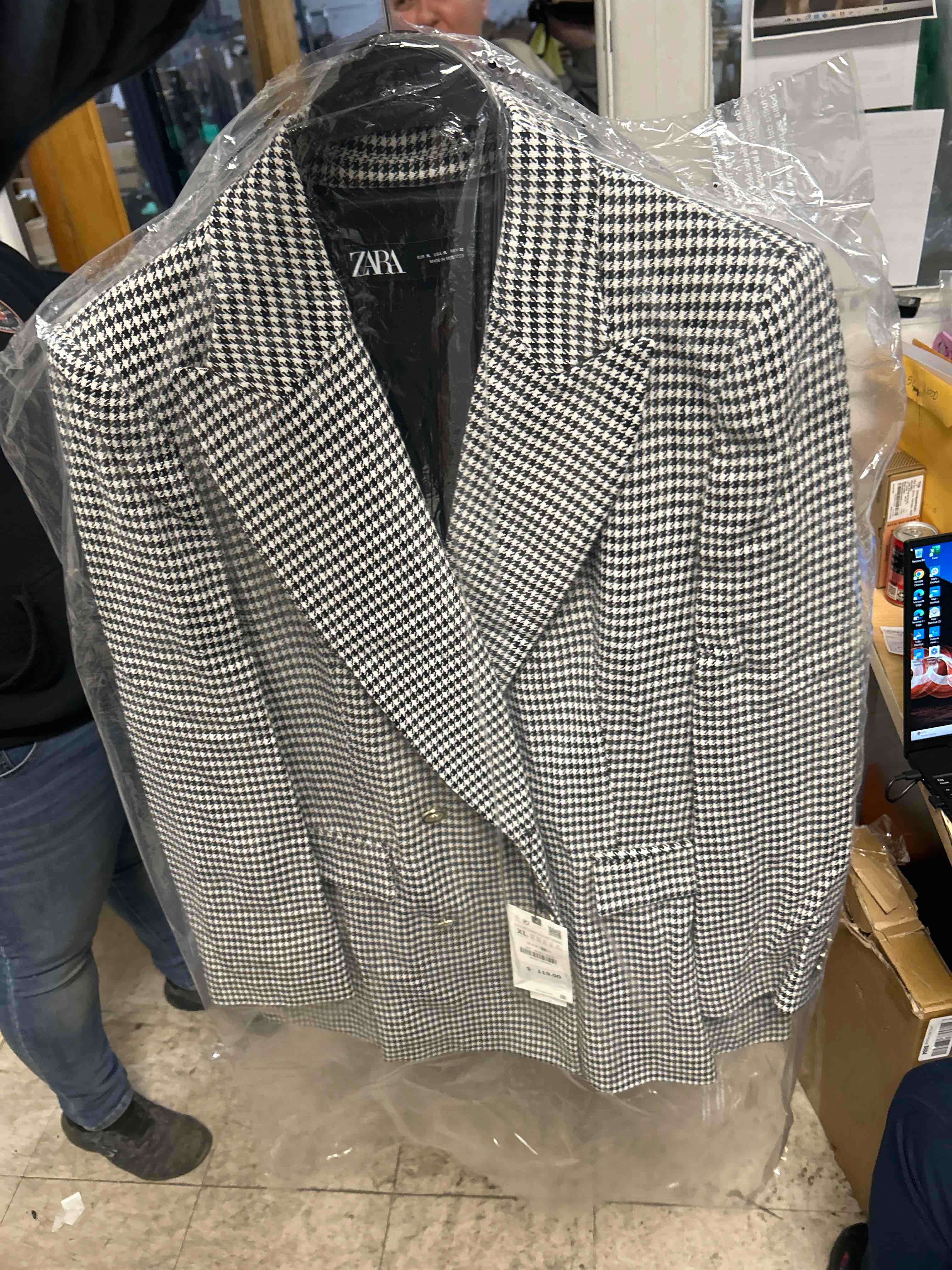 Zara, black and white checkered blazer