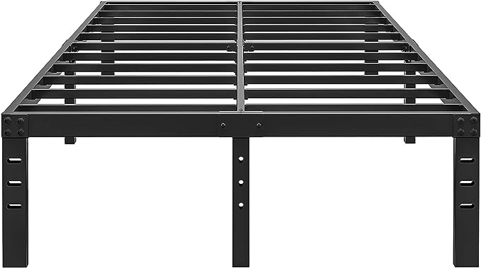 ALDRICH 14 Inch Metal King Size Bed Frame - Double Black Basic Steel Slats Platform, Easy Assembly Heavy Duty Noise Free Bedframes, No Box Spring Needed