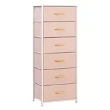 Pellebant Pink 6 Fabric Drawers Vertical Dresser Storage Tower Chest