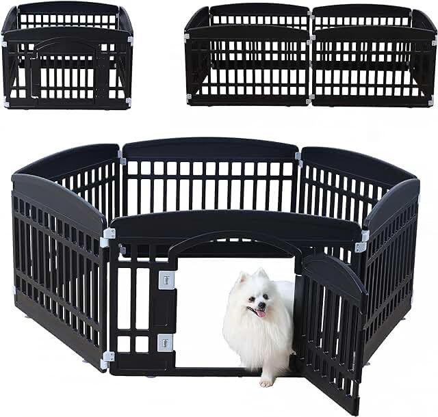 plastic 6 panel dog crate, black 
