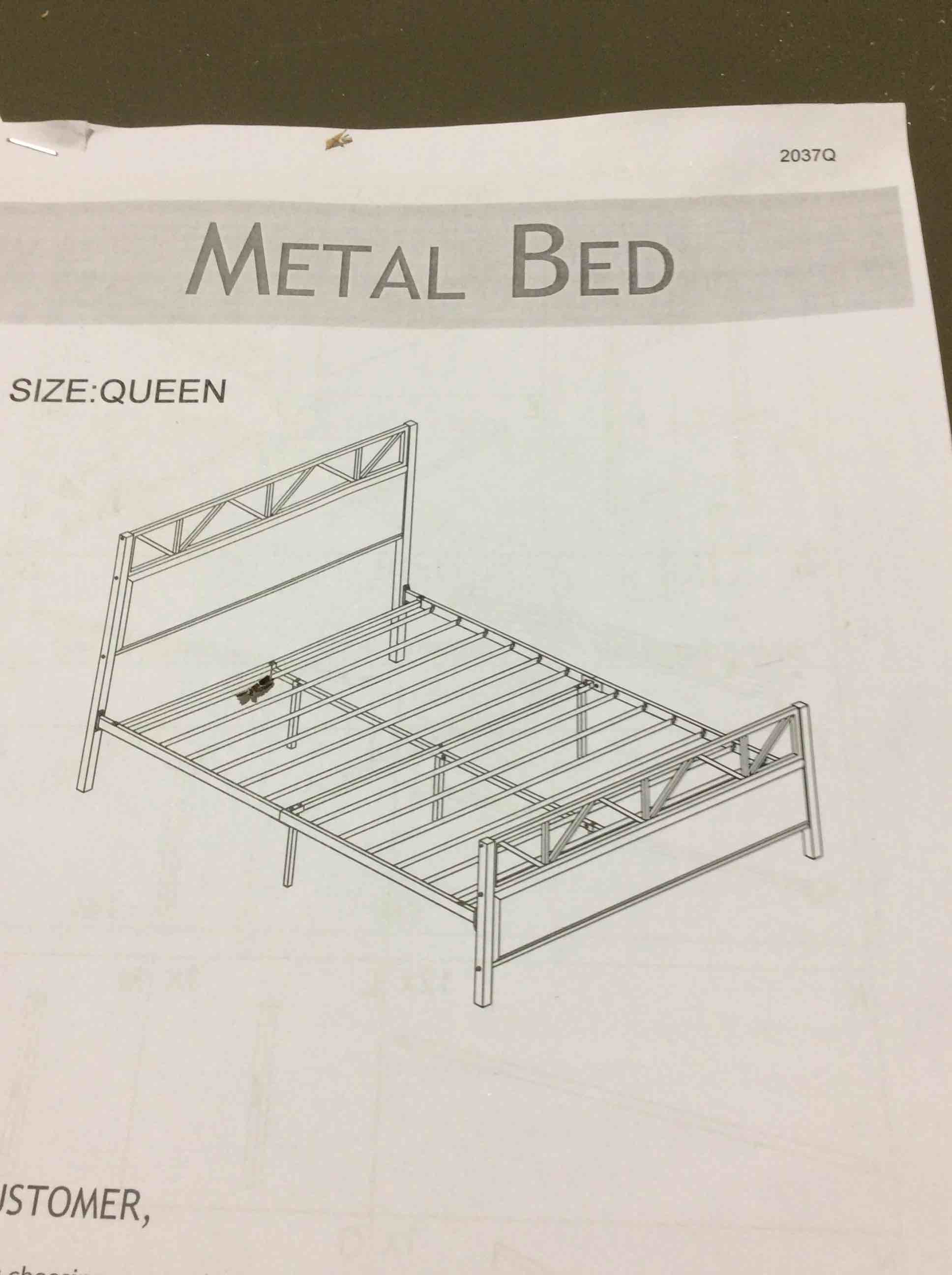 Metal bed frame.  picture similar