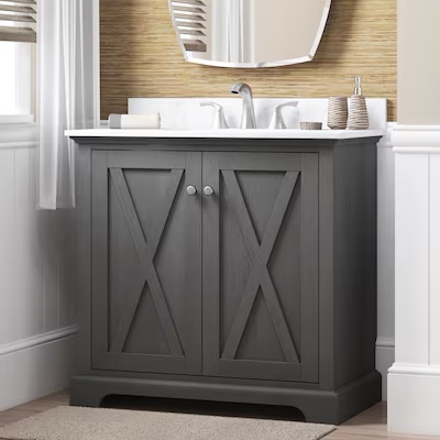 style selections mulberry 36 inch vanity with top, gray finish 