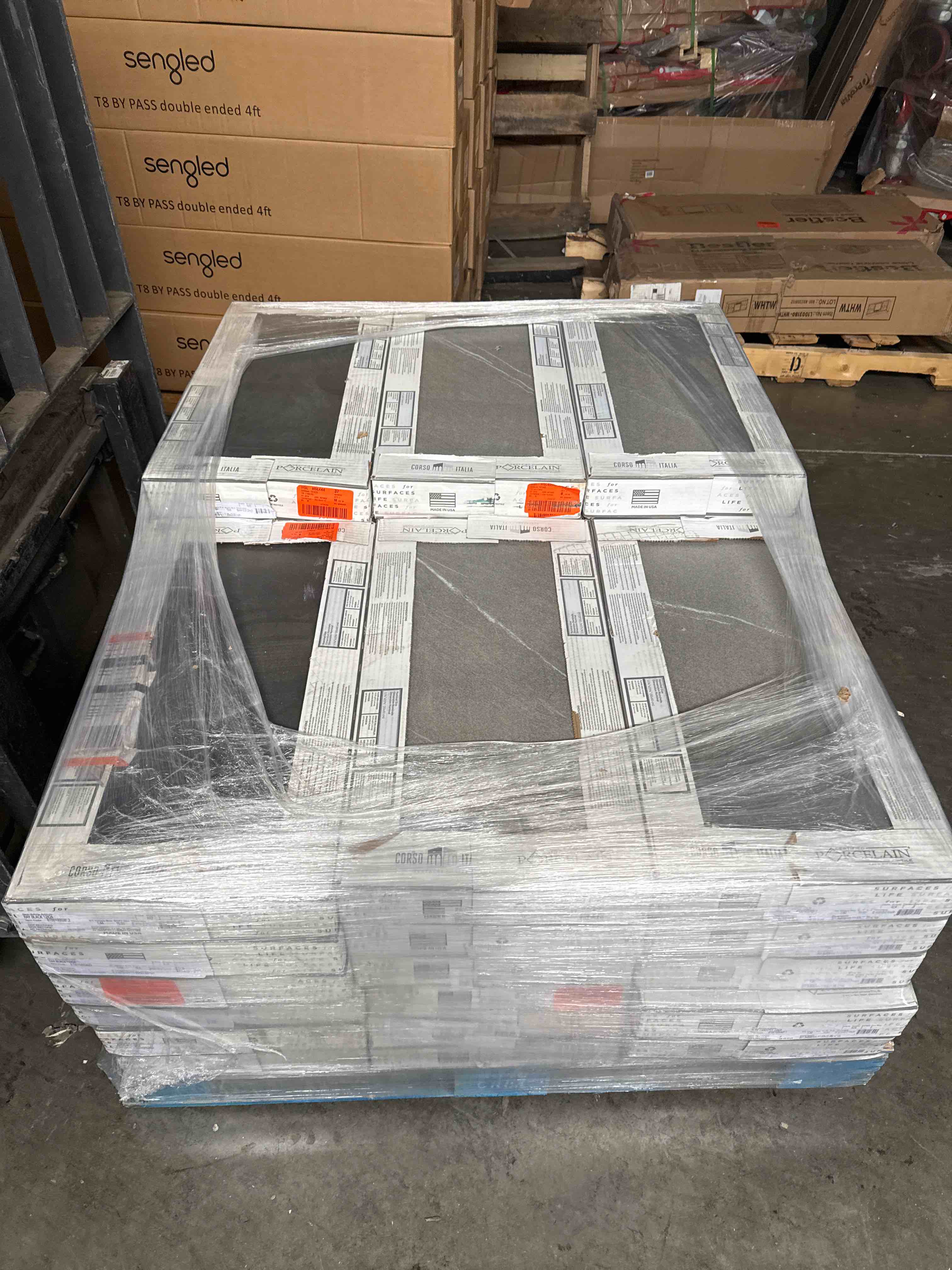 skid lot of assorted porcelain tile 12 x 24”