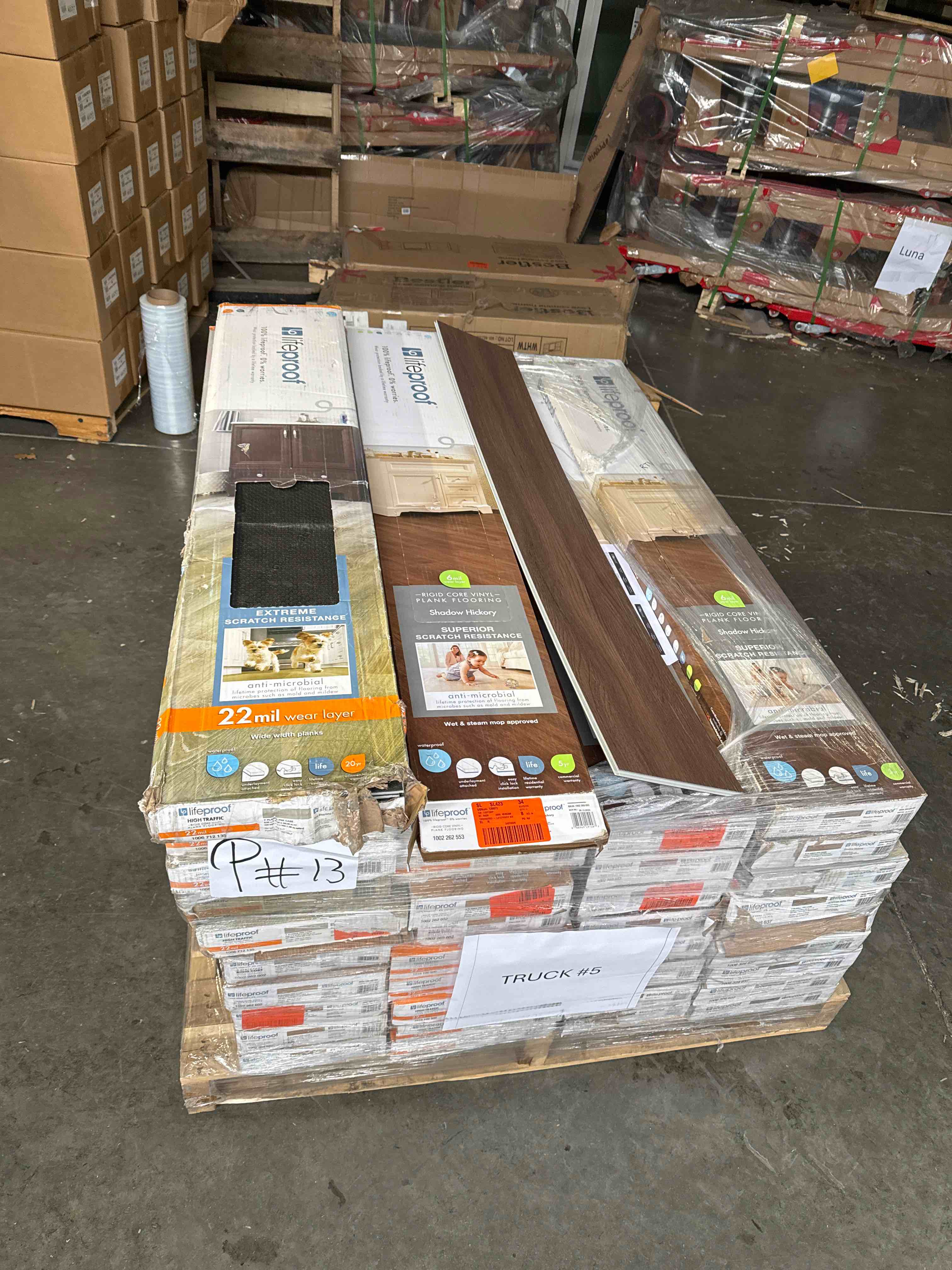 skid lot of assorted flooring