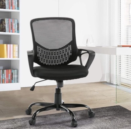 Office Chair, Ergonomic Design Adjustable Rolling Swivel Mesh Desk Chair with Perfect Lumbar Support, Modern Style for Executive Tasks, Black