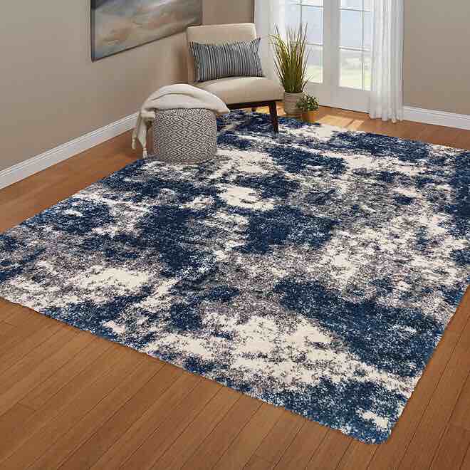 Lenox Shag Rug in Garda Blue 7ft 10in x 10 ft