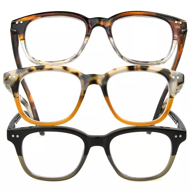 OPTIQUE Trifecta Round Reading Glasses (3 pack) +3.00