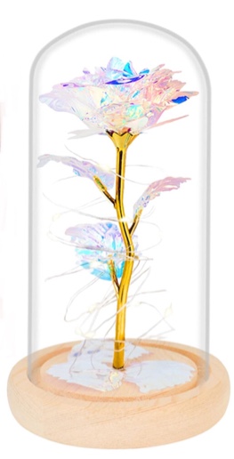 Ladada Christmas Rose Gifts for Women Galaxy Rose Enchanted Crystal Flower Gift Light Up Rose in Glass Dome