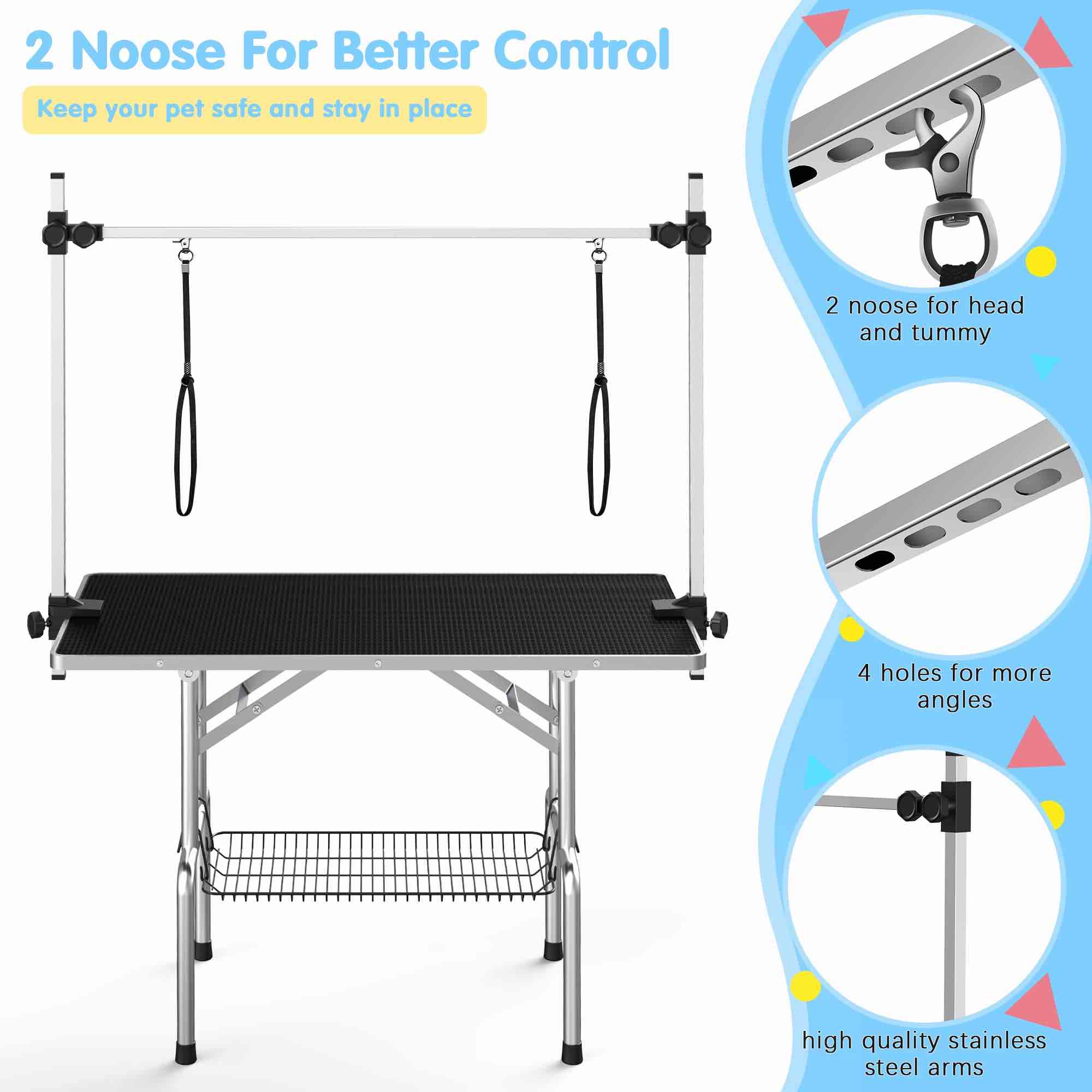 Amazon.com: Lyromix 46''Large Dog Grooming Table, Adjustable Cat ...