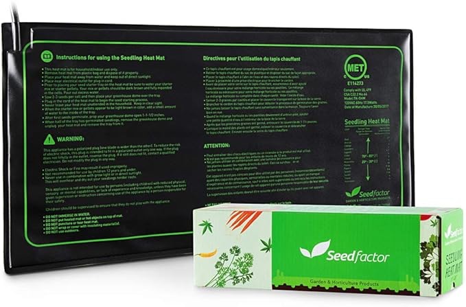 MET Certified Seedling Heat Mat, Seedfactor Waterproof Durable Germination Station Heat Mat, Warm Hydroponic Heating Pad for Indoor Home Gardening Seed Starter(10" x 20")