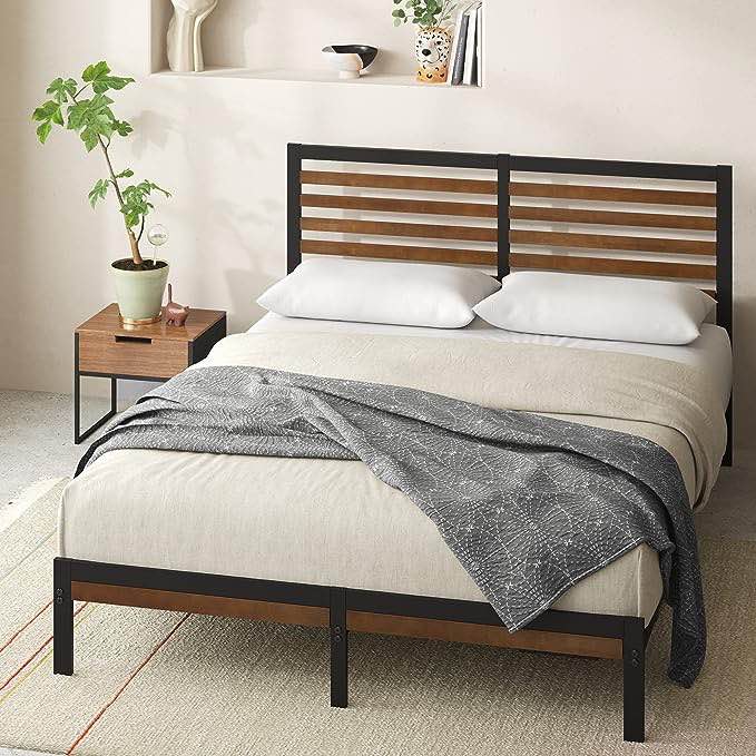 Zinus Kai Bamboo and Metal Platform Bed Frame with Headboard / No Box Spring Needed / Easy Assembly, Full