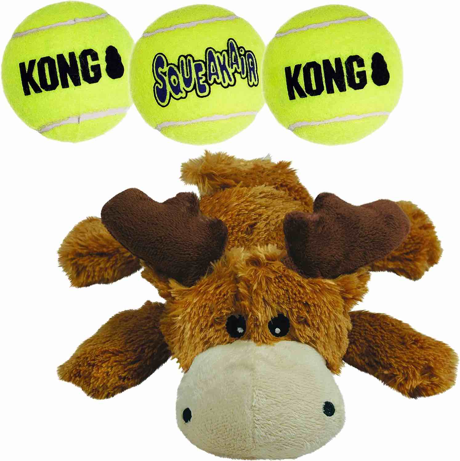 KONG - Cozie Marvin The Moose and 2 SqueakAir Balls - for Medium Dogs