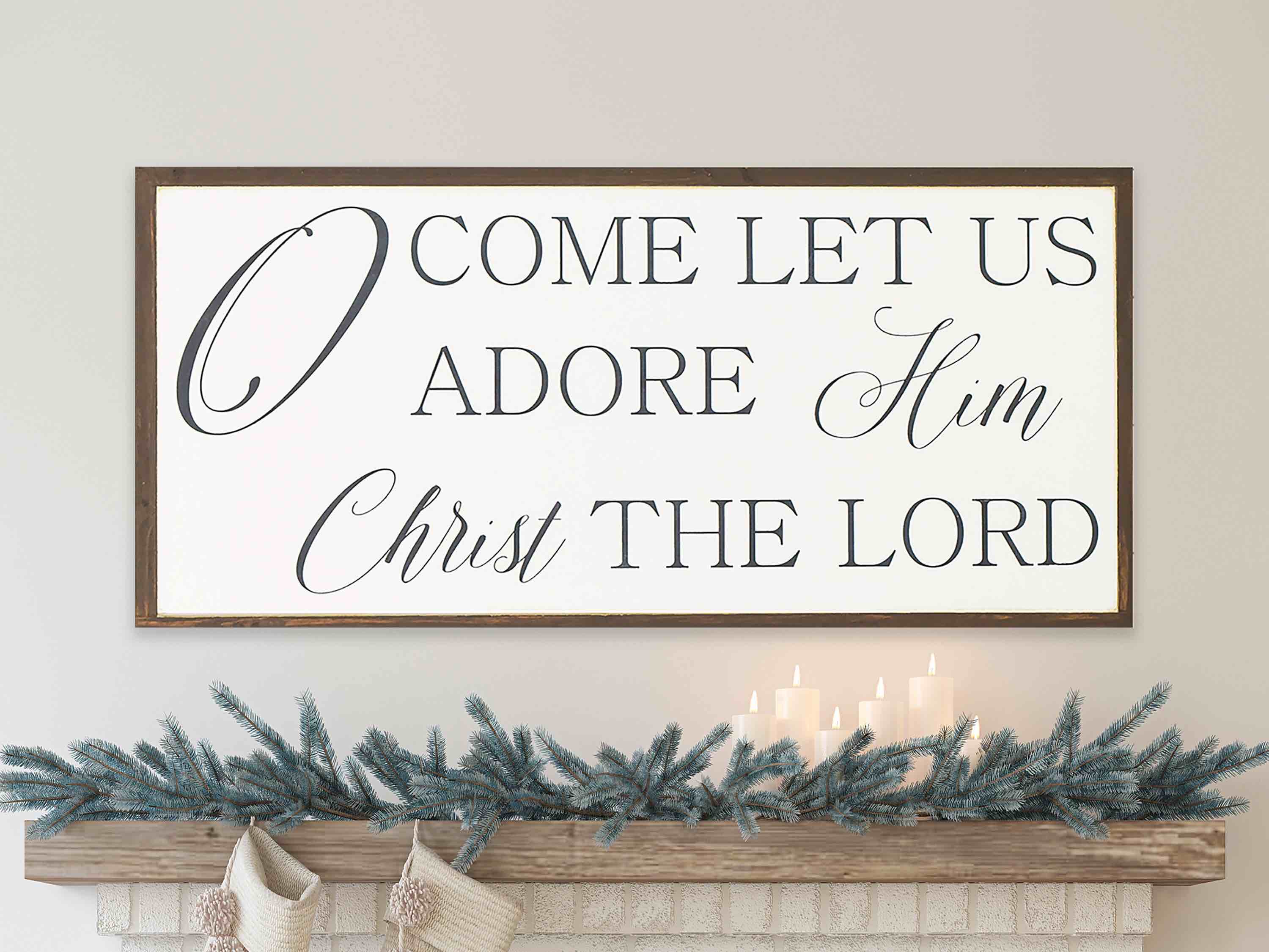 Holiday Time Hanging Décor “O come, let us adore him Christ The Lord” (Similar Image to Stock Photo)