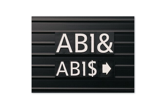 Quartet Characters for  Letter Boards, 1", 128/Set, White, Helvetica