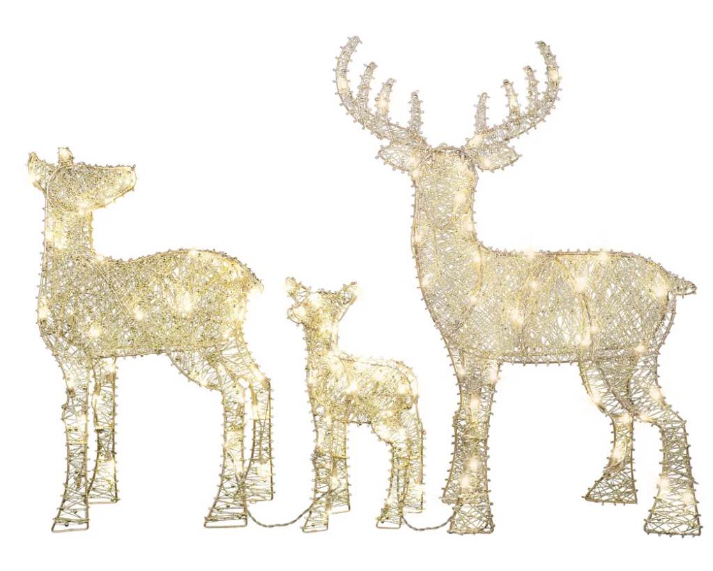 3 foot tall Holiday Time Flat-tastic Multi Color Deer Family Christmas Decoration