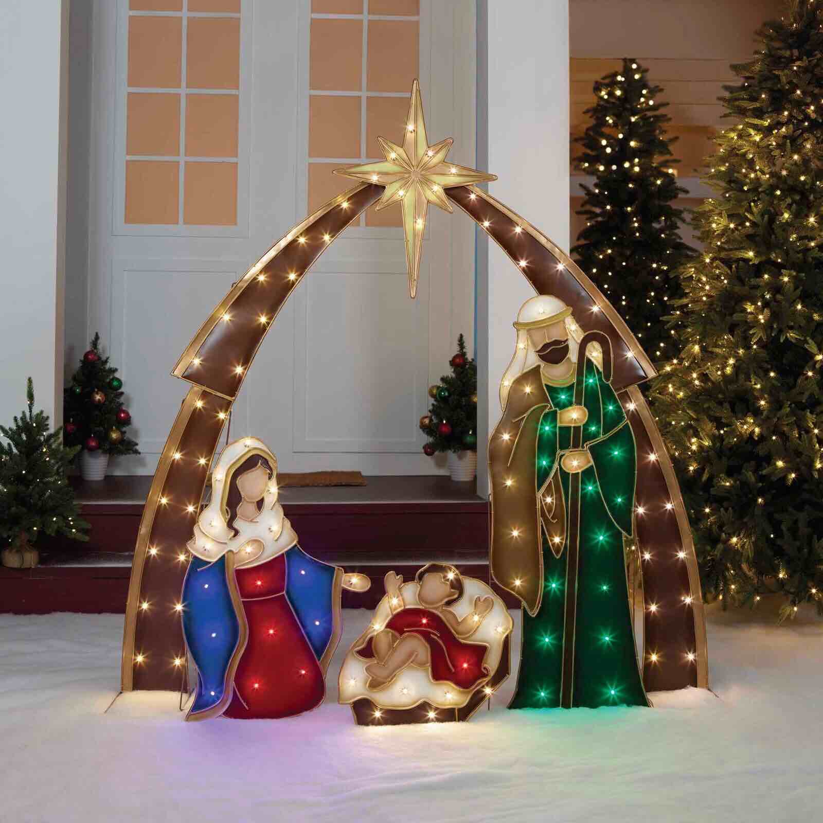 Light Up LED Holiday Nativity Set Christmas Indoor Outdoor Yard Decoration