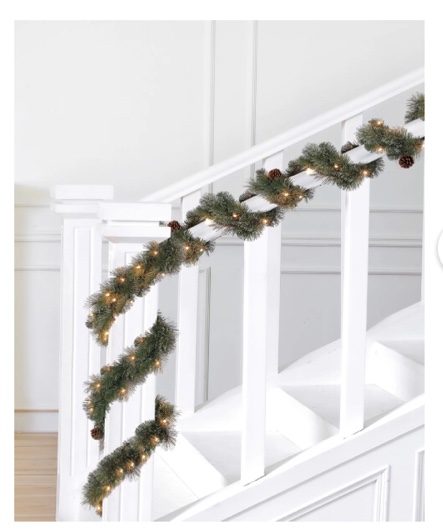 Holiday Time 18' Pre-Lit Pine Garland with clear Lights