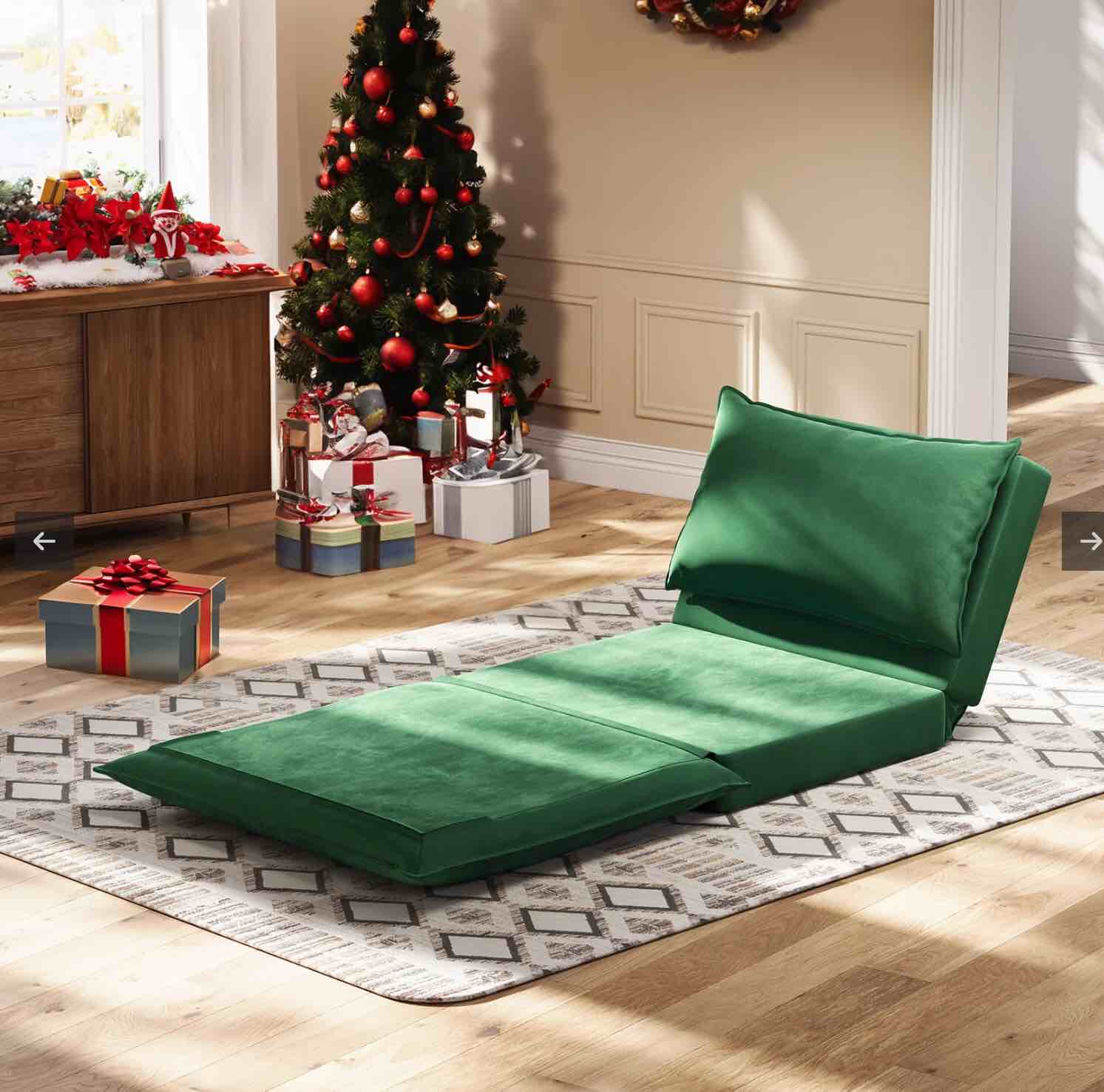 Koorlian Convertible Chair Bed, 5 in 1 Folding Velvet Sleeper Chair, Sofa Bed Floor Chair with