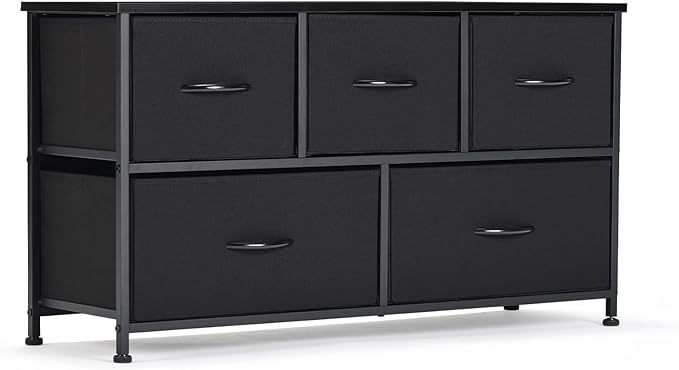 STARY Fabric Closet Dresser & Chests of Storage Bedroom, 5-Drawers, Black