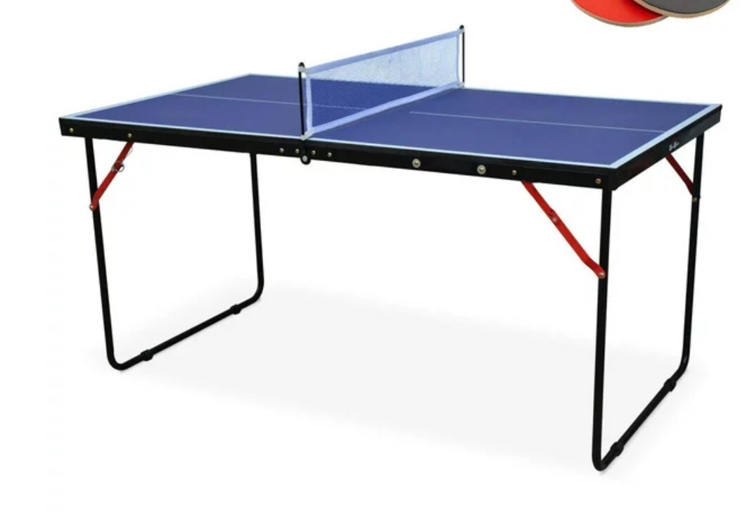 Officery Table Tennis Table Midsize Foldable & Portable Ping Pong Table Set with Net and 2 Ping Pong Paddles for Indoor Outdoor Game