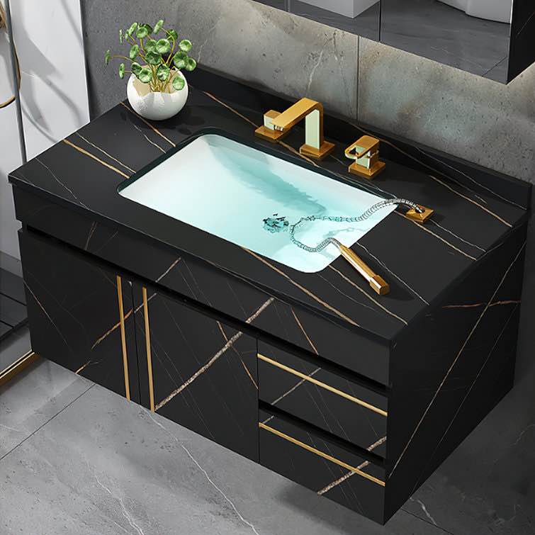 Sanes 35.4'' Single Bathroom Vanity with Porcelain Top