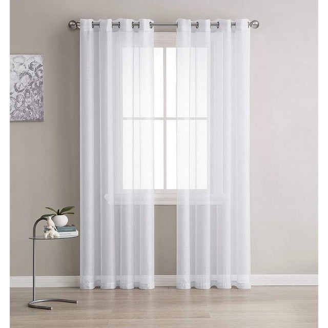 Karina Semi-Sheer Window Treatments Elegant Grommet Curtain Panels For Any Room (54" W x 84" L, White)