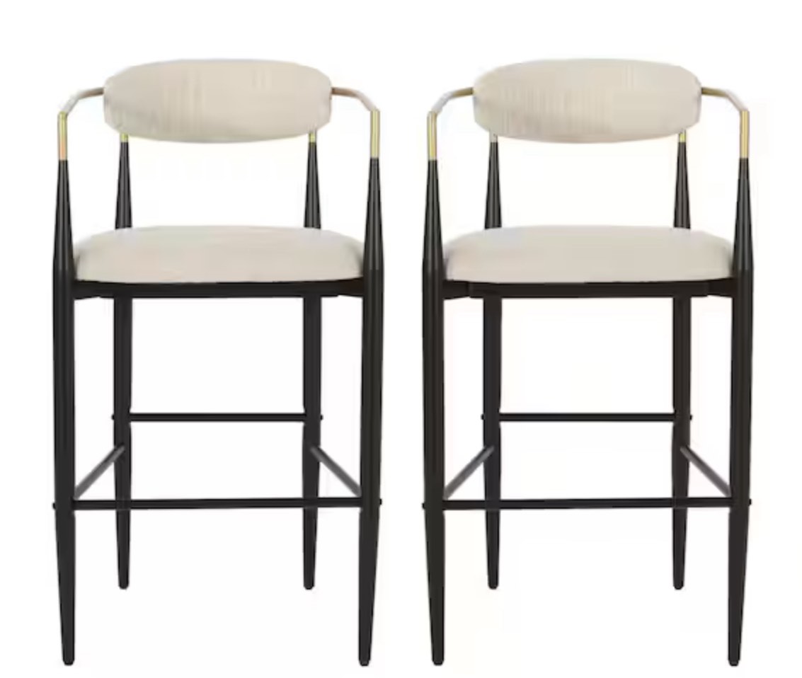 Boise 30 in. Beige and Black Bar Stool 