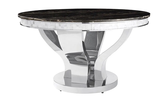 Anchorage Round Dining Table Chrome and Black (incomplete 1 box only)