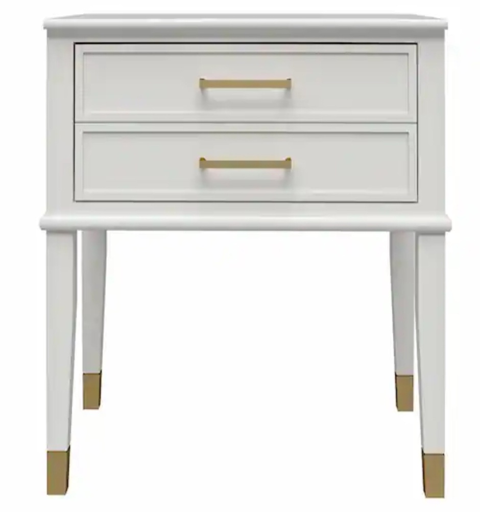 Westerleigh 23.6 in. White Rectangle End Table with Drawer