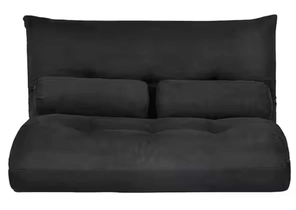 Black Polyester Fabric Lounge Adjustable Folding Sofa Beds with Two Pillows