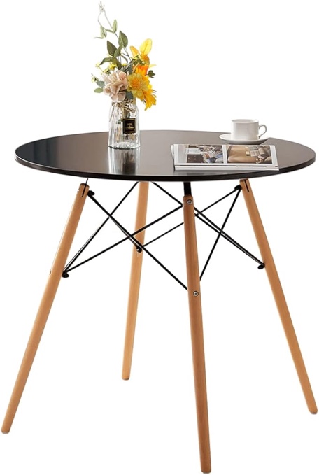 Liink1Ga Black Dining Table 31.5''–Small,Round,Modern Dining Room Table Kitchen Table Coffee Table - for 2 to 4 People