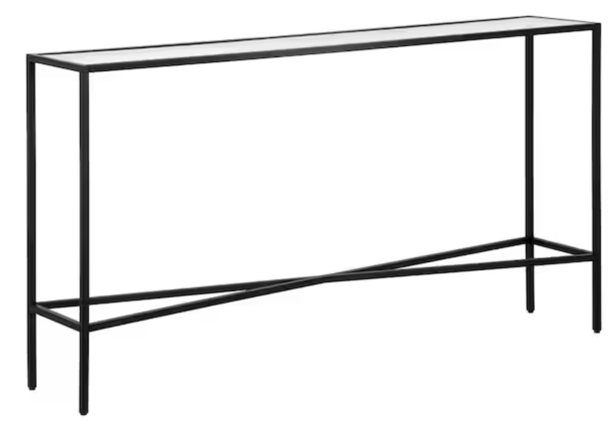 Henley 55 in. Blackened Bronze Rectangle Glass Console Table