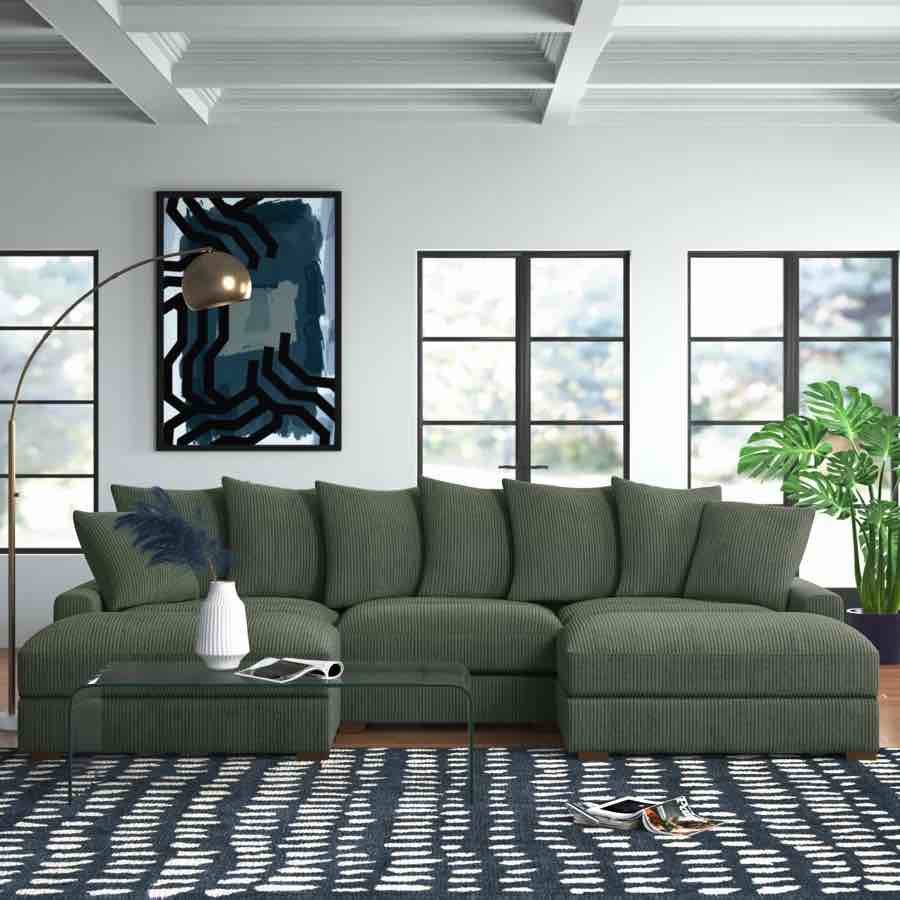 Ashira 5 - Piece Corduroy Sectional(incomplete missing right arm chair)