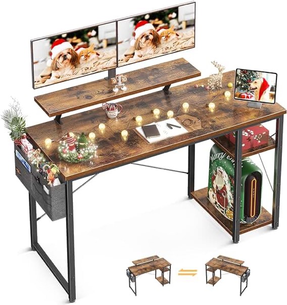 odk desk with storage shelf and monitor stand pb and metal