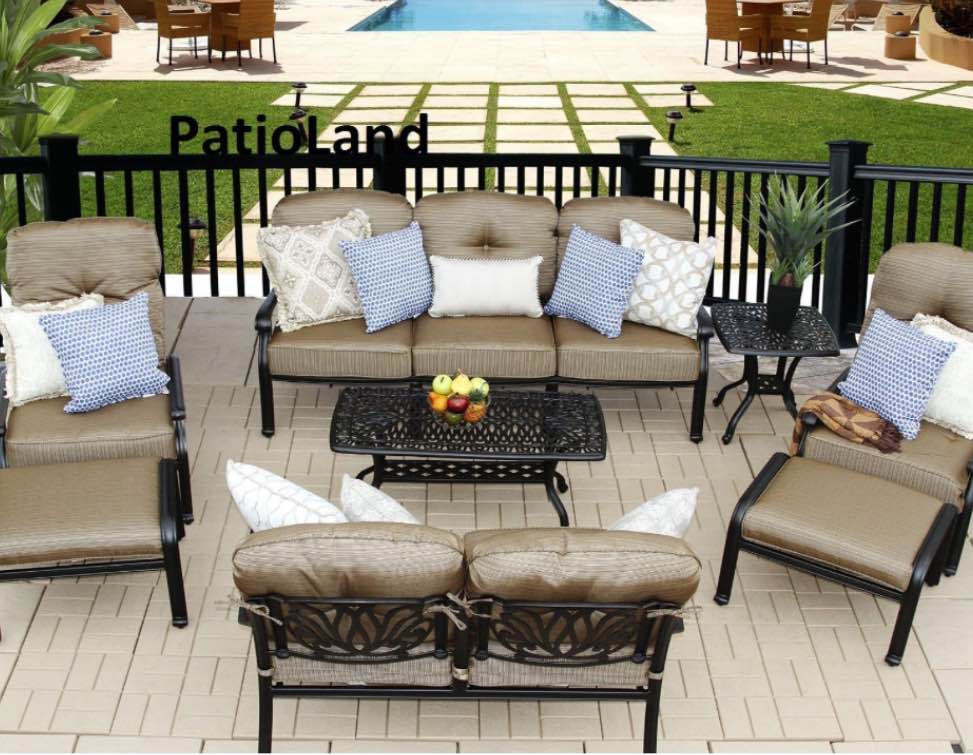 Elizabeth Outdoor Patio 8 pcs Seating Group Set Dark Bronze Cast Aluminum, (Incomplete 2/3 Box) 