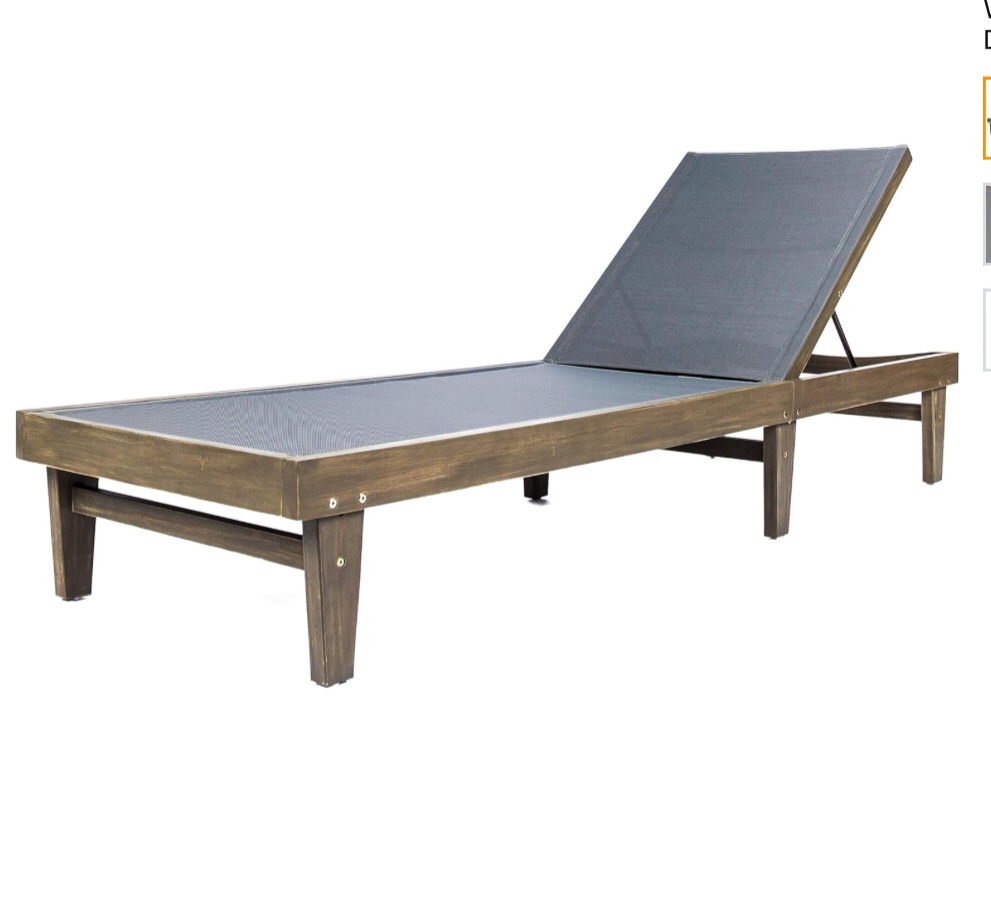 Summerland Outdoor Mesh Chaise Lounge with Acacia Wood Frame