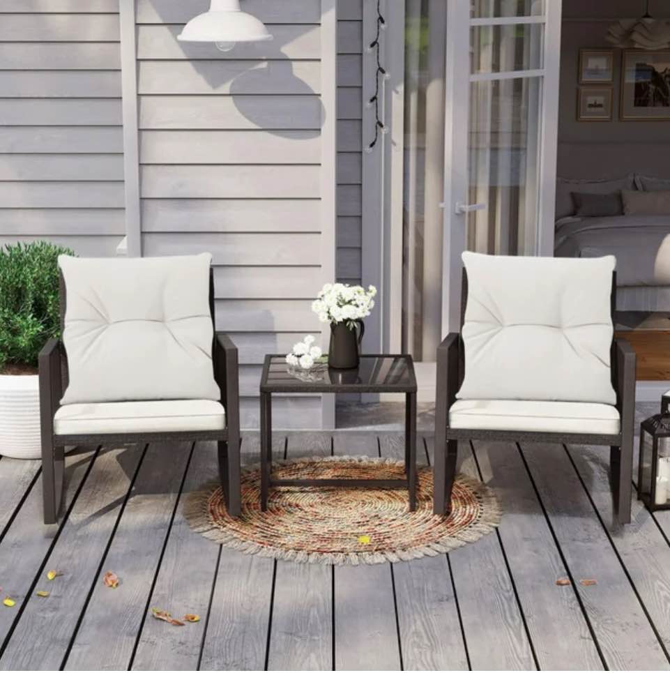 COSIEST 3 Piece Bistro Set Patio Rocking Chairs Outdoor Porch Furniture C0090419 (similar to stock photo)