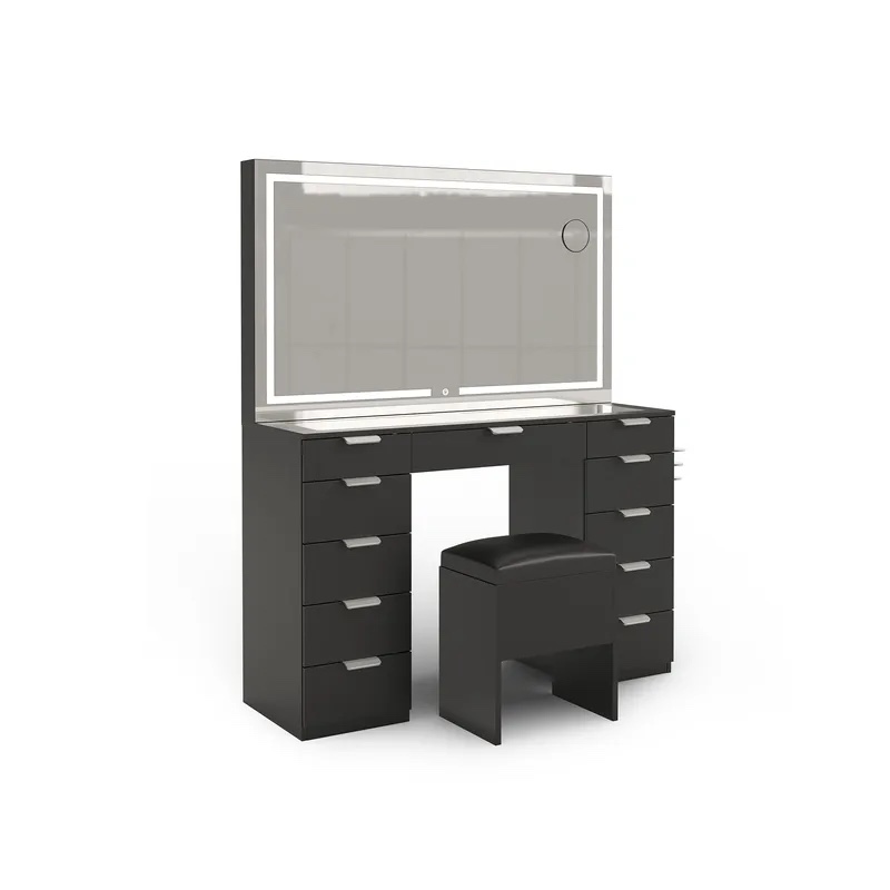Modern Makeup Vanity with 11 Drawers LED Lighted Mirror FTBFVT-0068 (incomplete)