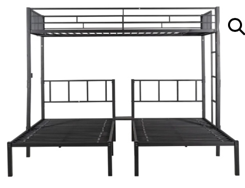 Metal Triple Twin Bunk Bed – Separable into 3 Twin Beds (Complete set)