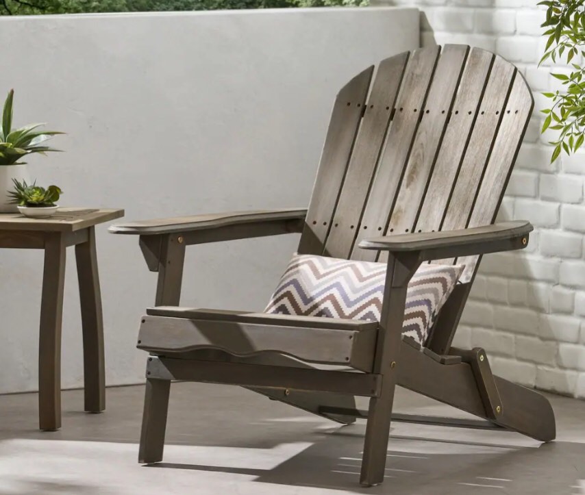 Hanlee Acacia Wood Folding Adirondack Chair