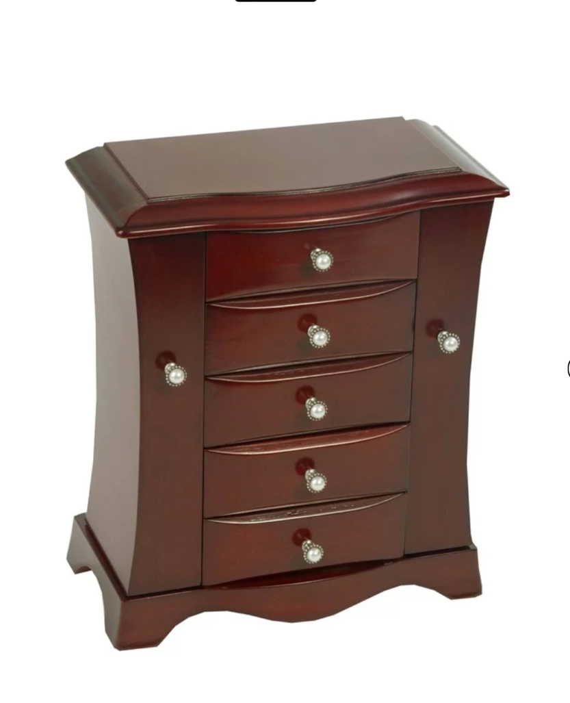 Mele & Co. Bette Wooden Jewelry Box in Mahogany Finish 