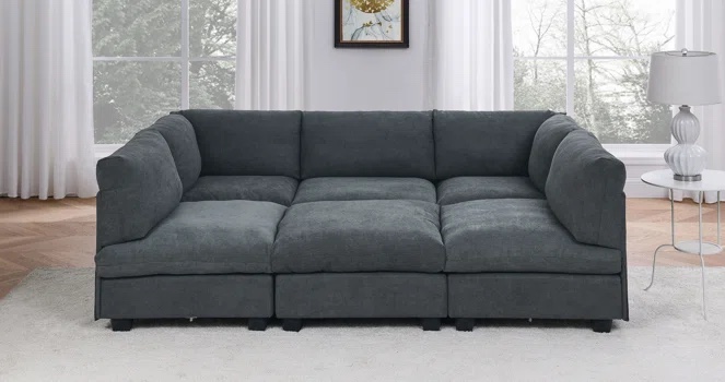 Wade Logan 124" Wide Reversible Facing Modular Corner Sectional (STOCK PHOTO SIMILAR BUT NOT EXACT)(INCOMPLETE SET, MISSING BOXES)